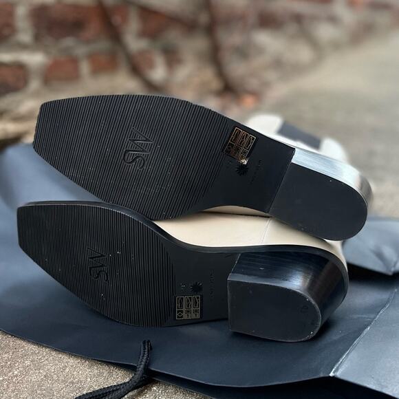 NEW Size 6.5 Stuart Weitzman Miley Western Leather Mid Calf Boot in Cream/ Black - Picture 9 of 10